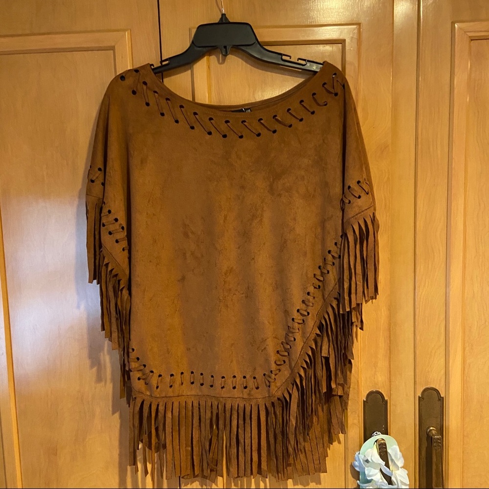 2 Chic Faux Suede Poncho